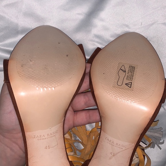 ZARA TRI-COLOR FRINGE HEELS - Picture 4 of 4